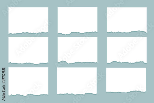 torn paper ripped sheets set of nine