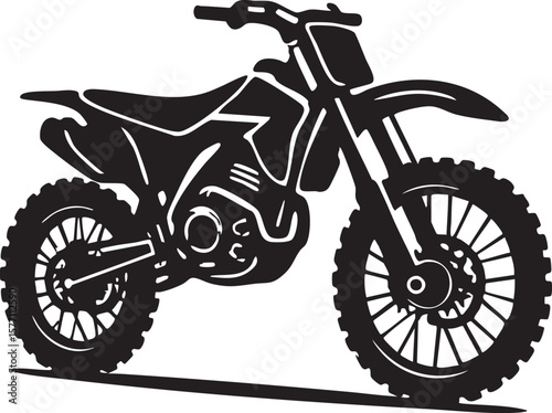 Black and White Silhouette Illustration of a Dirt Bike Perfect for Stickers or Logos detailed