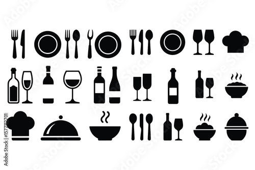Dining and cooking icons fork knife