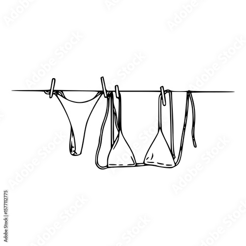 clothesline with lingerie outline