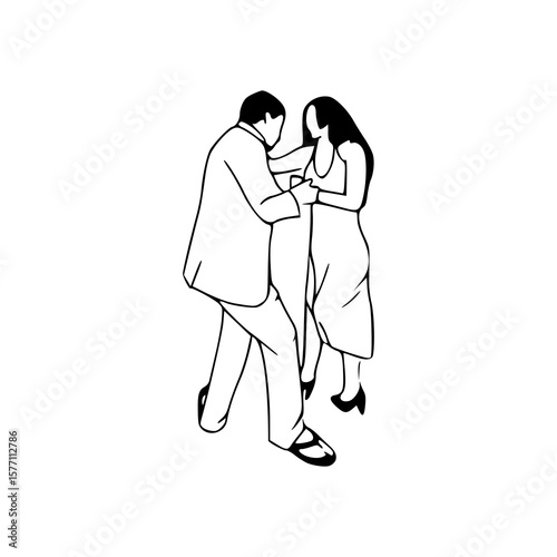 dancing couple sketch drawing