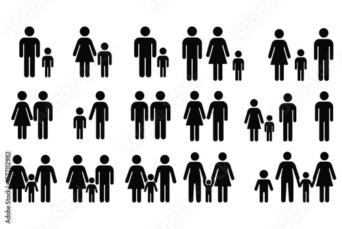 Diverse family group icons people woman
