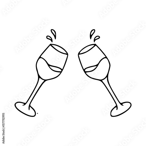 cheers wine glasses toast outline