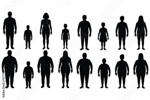 Diverse people silhouettes women children