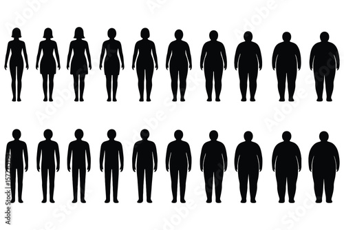 Human body shapes diversity silhouette people
