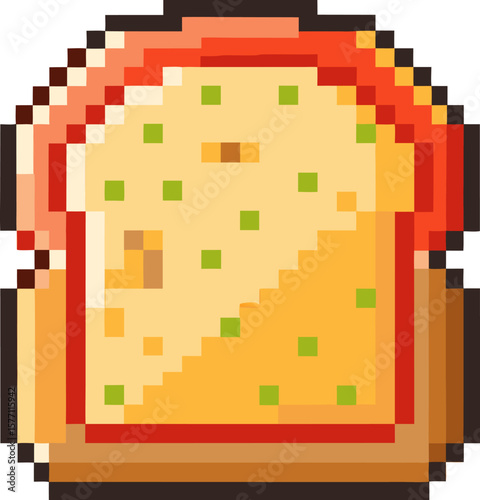 Pixelated toast art with colorful retro design and playful style