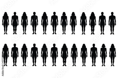 Male female silhouettes standing people