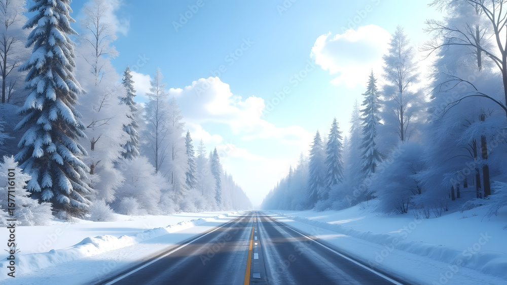 Fototapeta premium road in winter