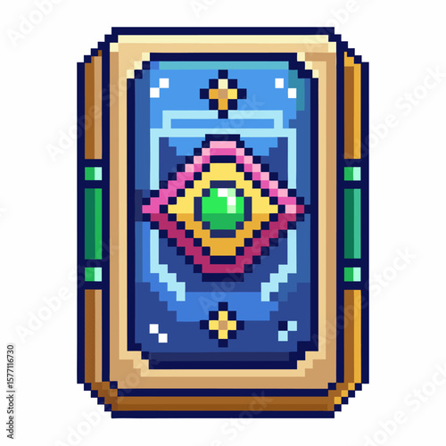 Colorful Pixel Art Retro Game Card with Jewel Design for Digital Animation