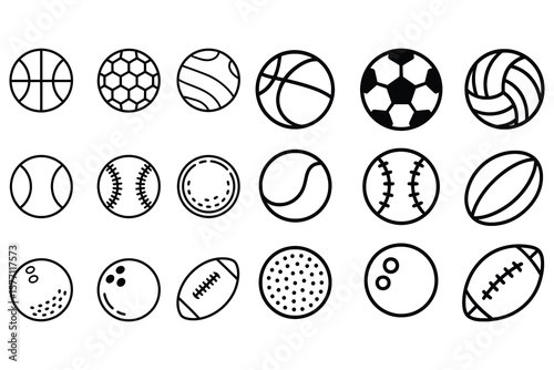 Sports balls collection basketball soccer ball