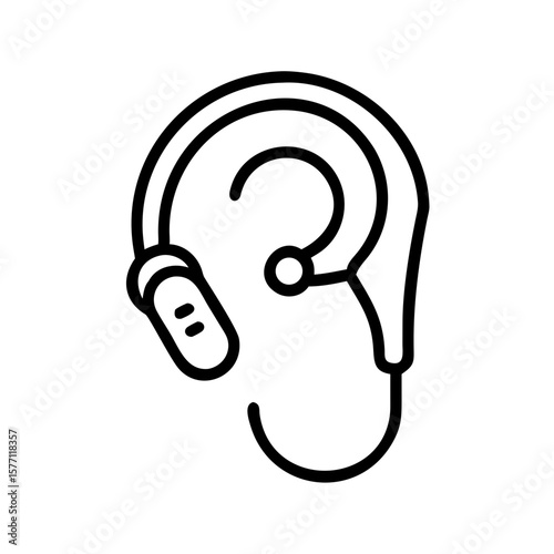 Hearing aid in minimalist line art style for communication support  