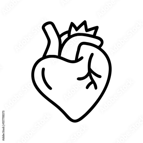 Anatomical heart illustration in simple line design  