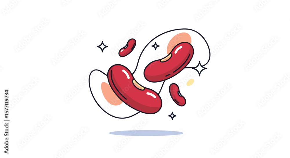 Obraz premium Creative kidney beans floating artfully amidst playful abstract shapes and sparkles