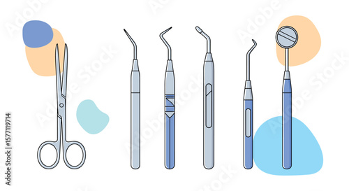 Essential dental instruments for oral health examination and treatment procedures