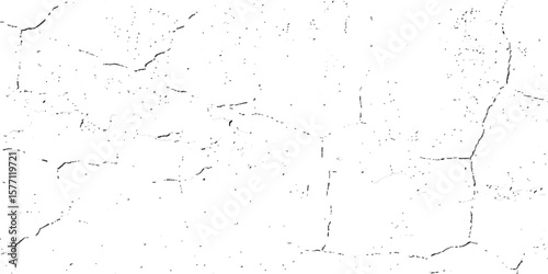 "Grunge cracked texture on white background with black fracture lines and speckles. Perfect for vintage effects, aged surfaces, abstract design, backgrounds, and distressed graphic projects"