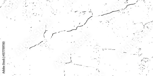 "Grunge cracked texture on white background with black fracture lines and speckles. Perfect for vintage effects, aged surfaces, abstract design, backgrounds, and distressed graphic projects"