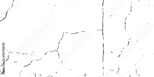 "Grunge cracked texture on white background with black fracture lines and speckles. Perfect for vintage effects, aged surfaces, abstract design, backgrounds, and distressed graphic projects"