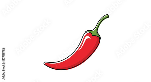Spicy red chili pepper with green stem culinary ingredient for cooking and flavor
