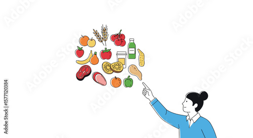 Person brainstorming healthy food choices generating nutritious meal ideas for a balanced lifestyle