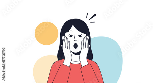 Surprised woman with open mouth and wide eyes expressing astonishment and shock