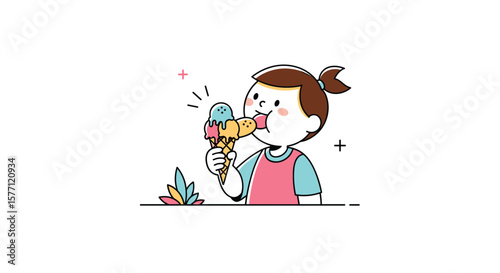 A young girl enjoys a delicious ice cream cone on a warm day