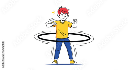 Young person engaging in fun hula hooping activity for fitness and entertainment