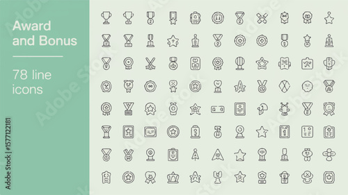 Award and bonus icons collection trophy medal