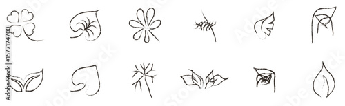 Leaves icons set, Autumn leaves set in continuous line drawing. Sketchy single leaf collection. Outline simple artwork with editable stroke. Vector illustration.
