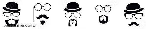 Abstract gentleman, Top Hat Face Doodle Happy father`s day smiling dad icon, Hipster vector. Vector illustration.
