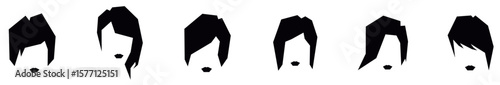 Set of women's Hairstyle vector, set of women faces black vector silhouette Hairstyle icon set. Vector illustration.