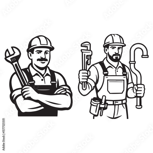 Handyman, repair worker, plumber in uniform vector illustration.