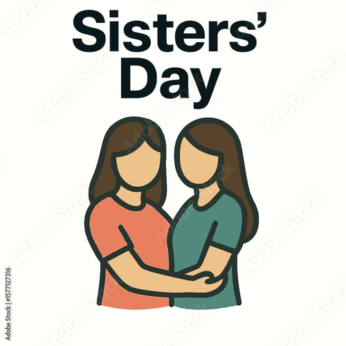 sisters day vector, sisterhood celebration graphic, sisters love illustration, happy sisters day design, sister bond icons, sisters forever vector, 