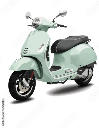 Vintage motor scooter illustration isolated on white background