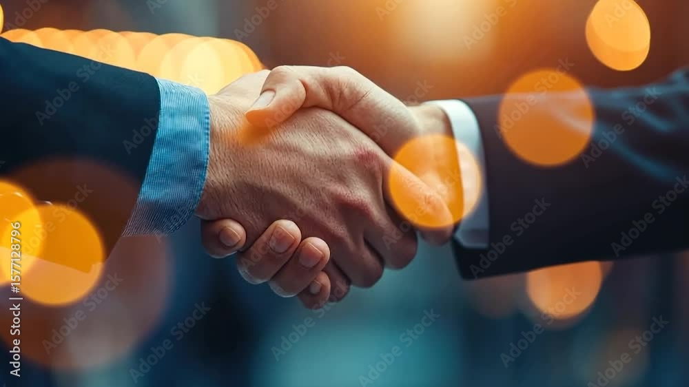 A close-up of two hands shaking, symbolizing agreement or partnership.