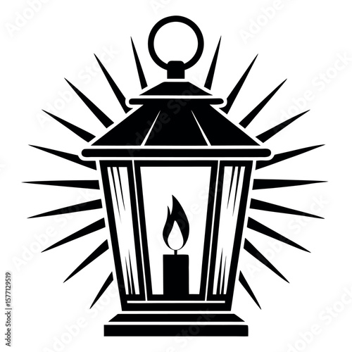 A candle lantern with light rays vector illustration.
