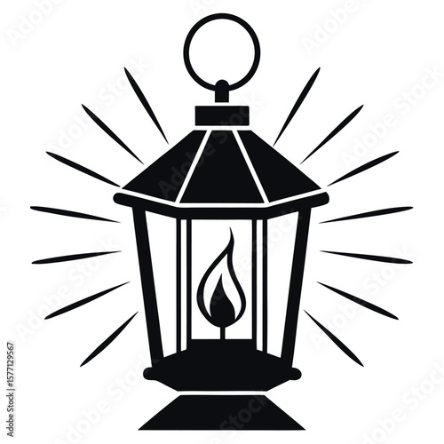 A candle lantern with light rays vector illustration.

