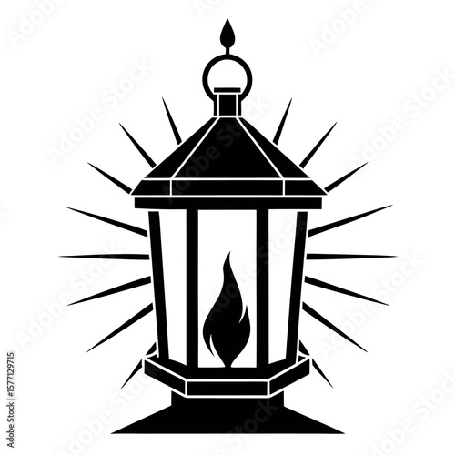 A candle lantern with light rays vector illustration.
