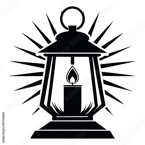 A candle lantern with light rays vector illustration.
