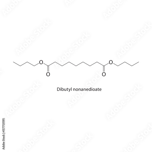 Dibutyl nonanedioate skeletal structure. Diester of dicarboxylic acid compound schematic illustration. Simple diagram, chemical formula.