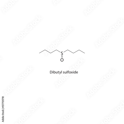 Dibutyl sulfoxide skeletal structure. Sulfoxide compound schematic illustration. Simple diagram, chemical formula.