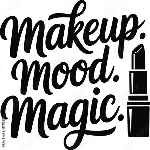 Celebrating Lipstick Day with makeup mood and magic conveyed in bold lettering and simple silhouette