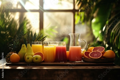 Fresh Fruit Juice on Bright Background: Healthy Beverage Packed with Vitamins - fruits amazing light background