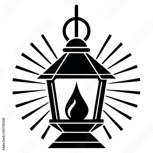 A candle lantern with light rays vector illustration.
