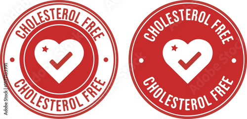 Cholesterol free vector stamp with heart symbol on white background