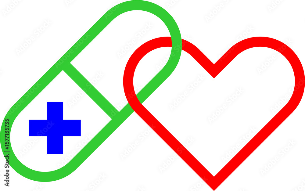 Obraz premium Pharmacy icon drug and heart icon 