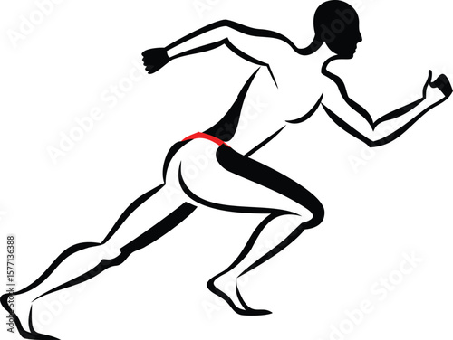 Athletic runner in motion with red accent running athlete