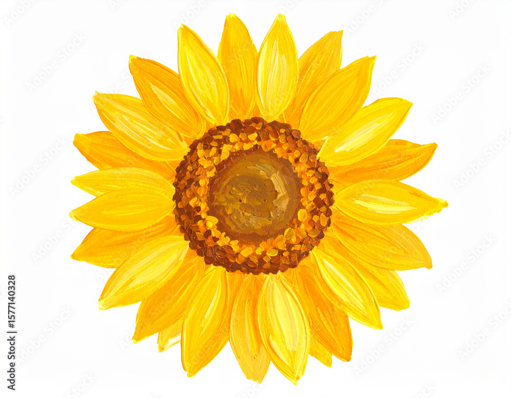 Fototapeta premium Oil painting of beautiful yellow sunflower. Hand drawn