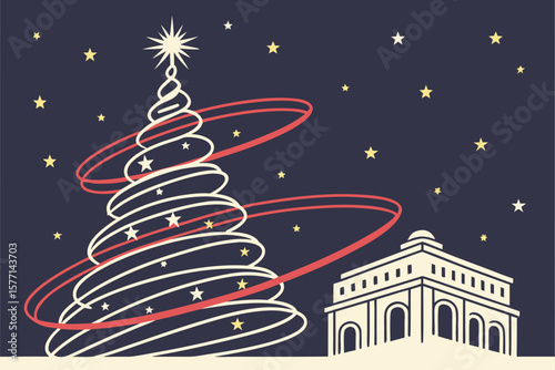 christmas tree on a blue background