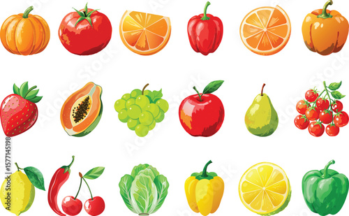 Colorful fresh fruits and vegetables a healthy diet
