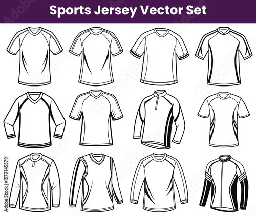 Outlined Sports Jersey Templates TShirts, Long Sleeves, and Jackets Design